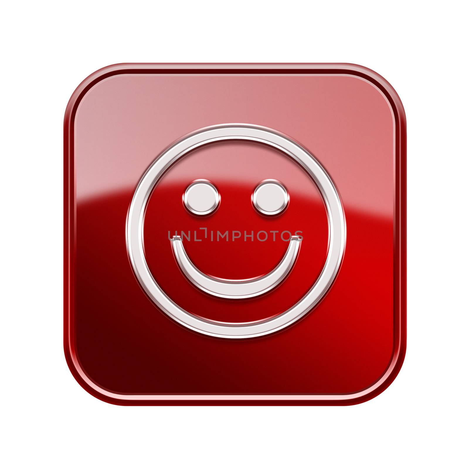 Smiley Face glossy red, isolated on white background