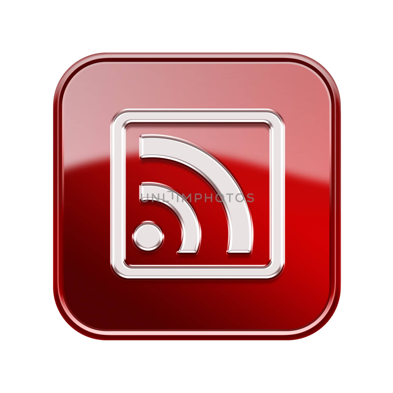 WI-FI icon glossy red, isolated on white background