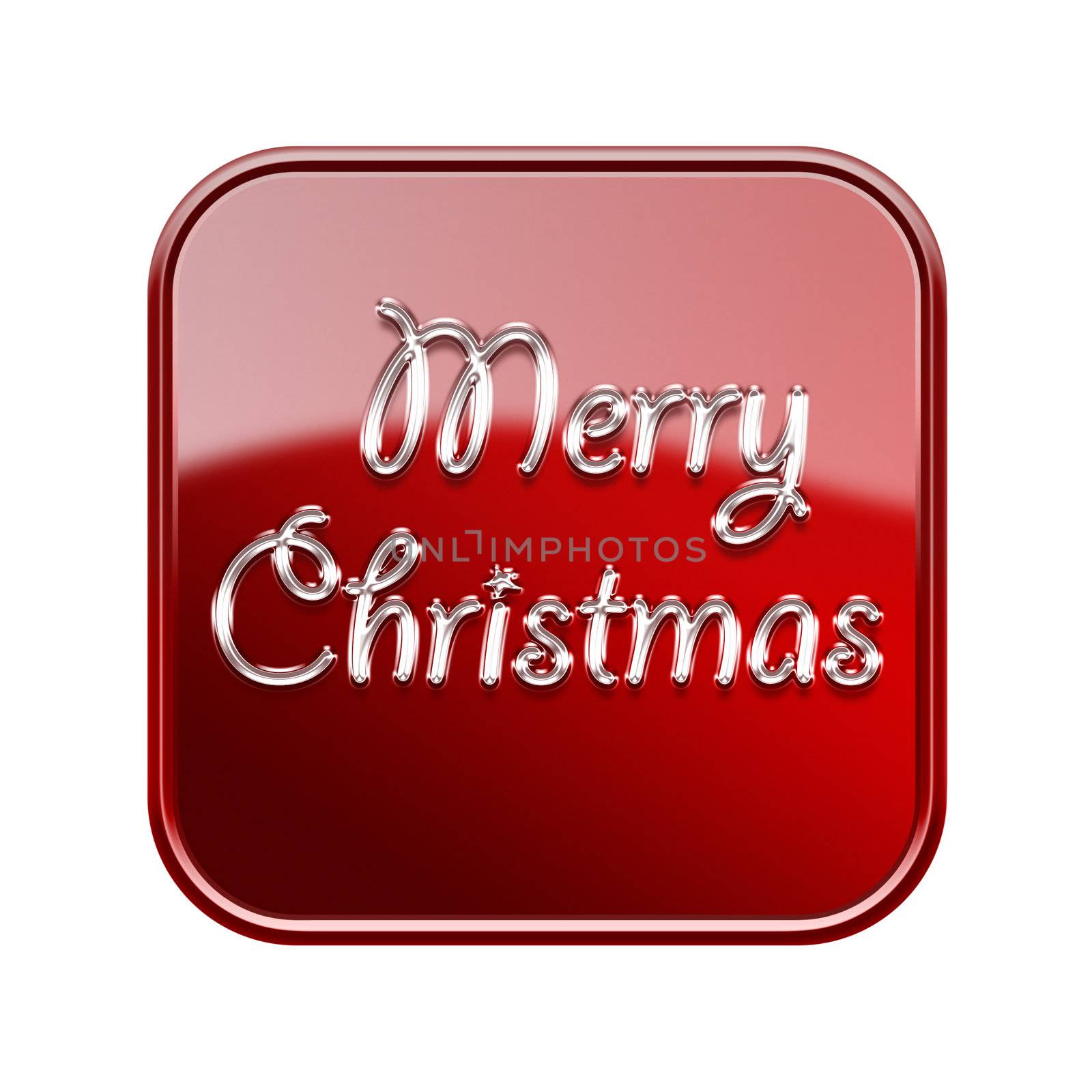 Merry Christmas icon glossy red, isolated on white background