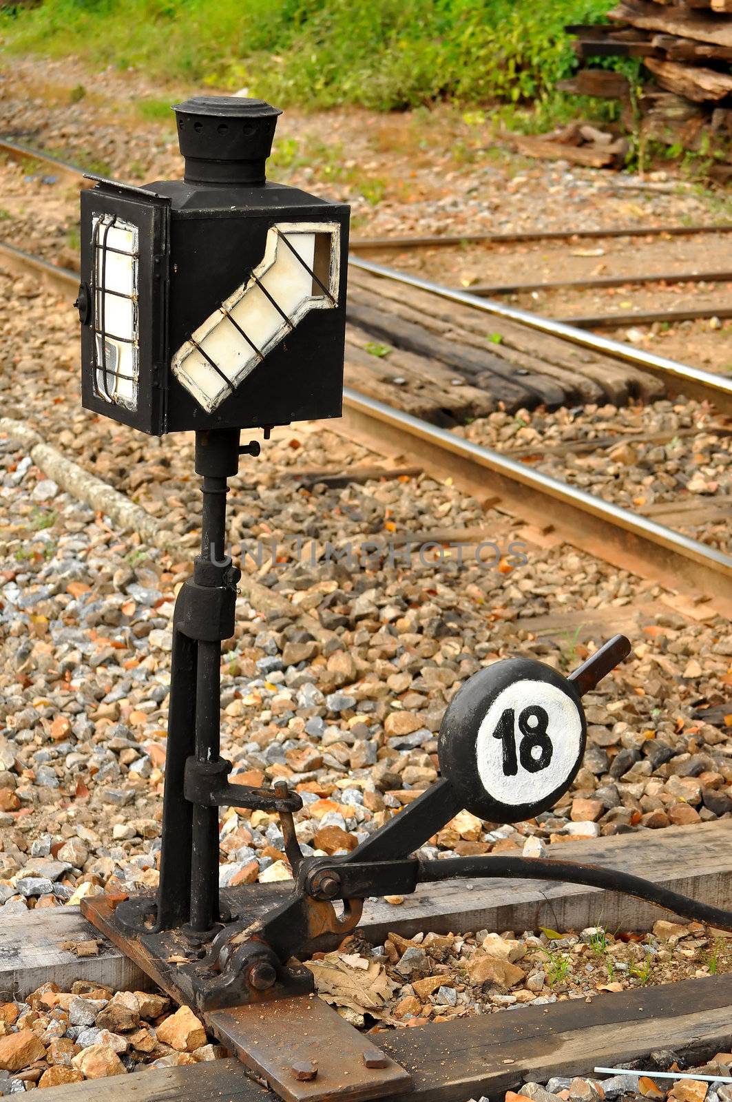 signal on railroad at railway station