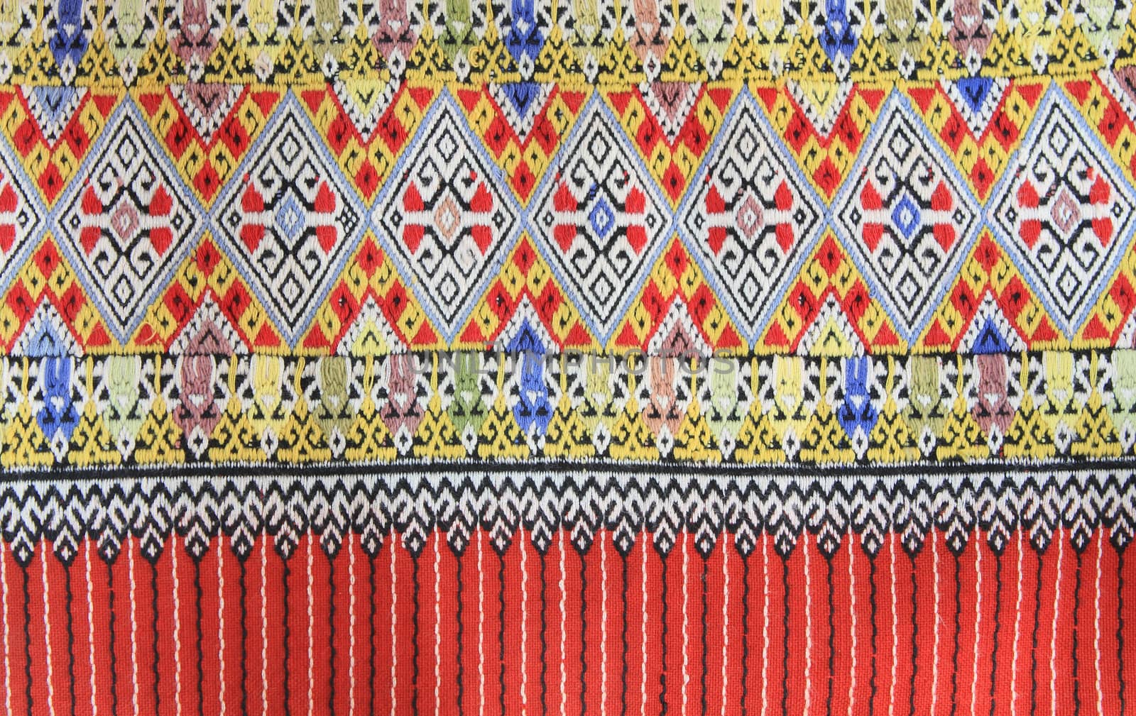 Closeup texture of thai style fabric weave hand-woven   by rufous