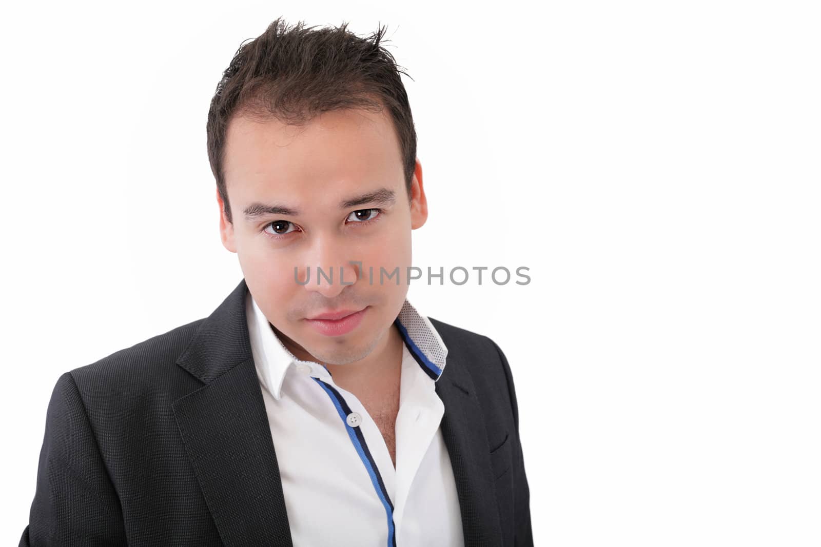 Portrait of young man slightly smiling by dacasdo