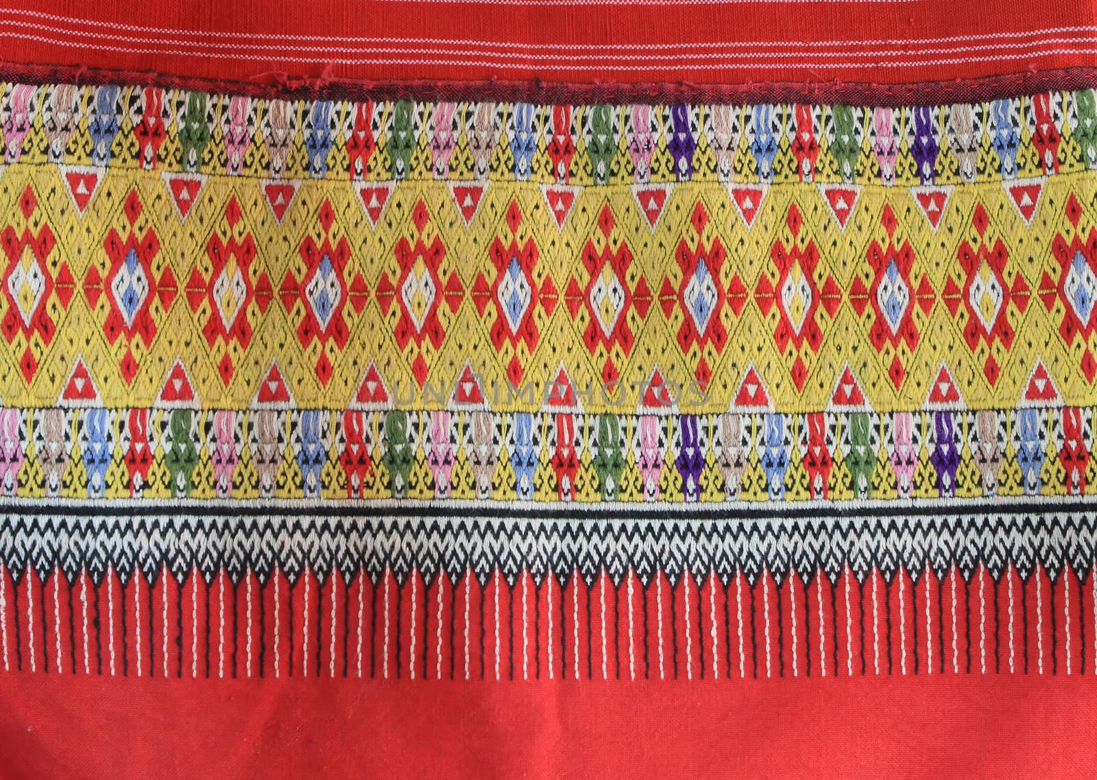 Closeup texture of thai style fabric weave hand-woven   by rufous