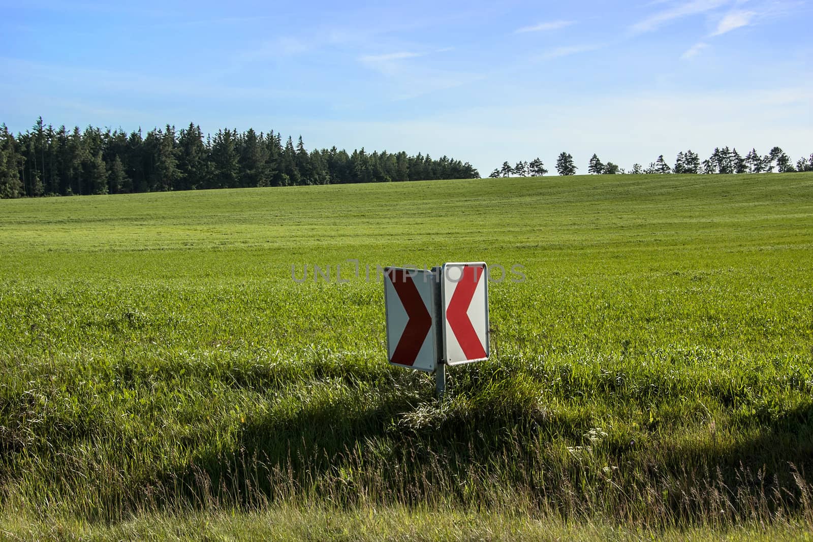traffic sign in a curve in denmark