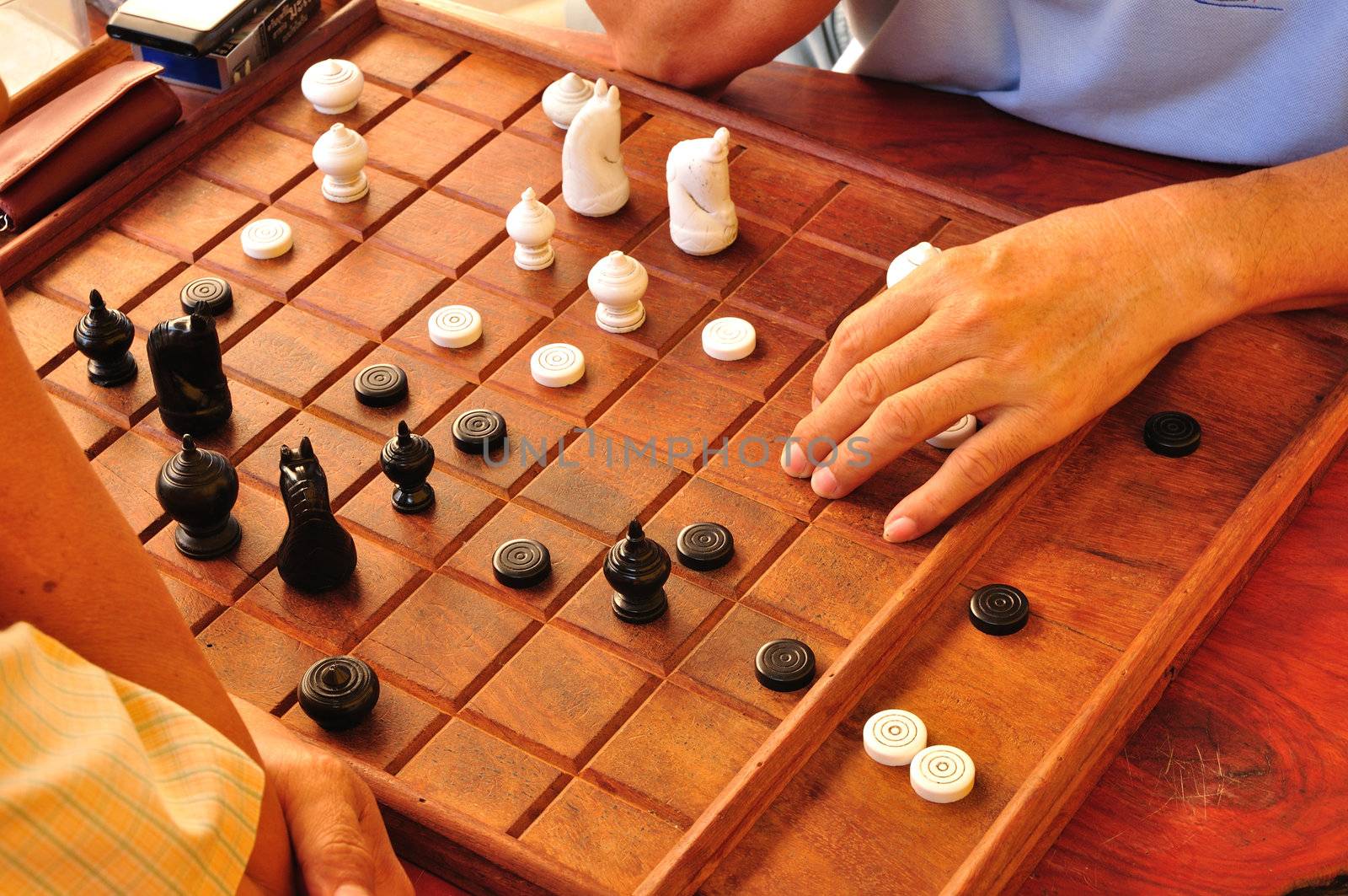 Thai People or Men Playing Thai chess