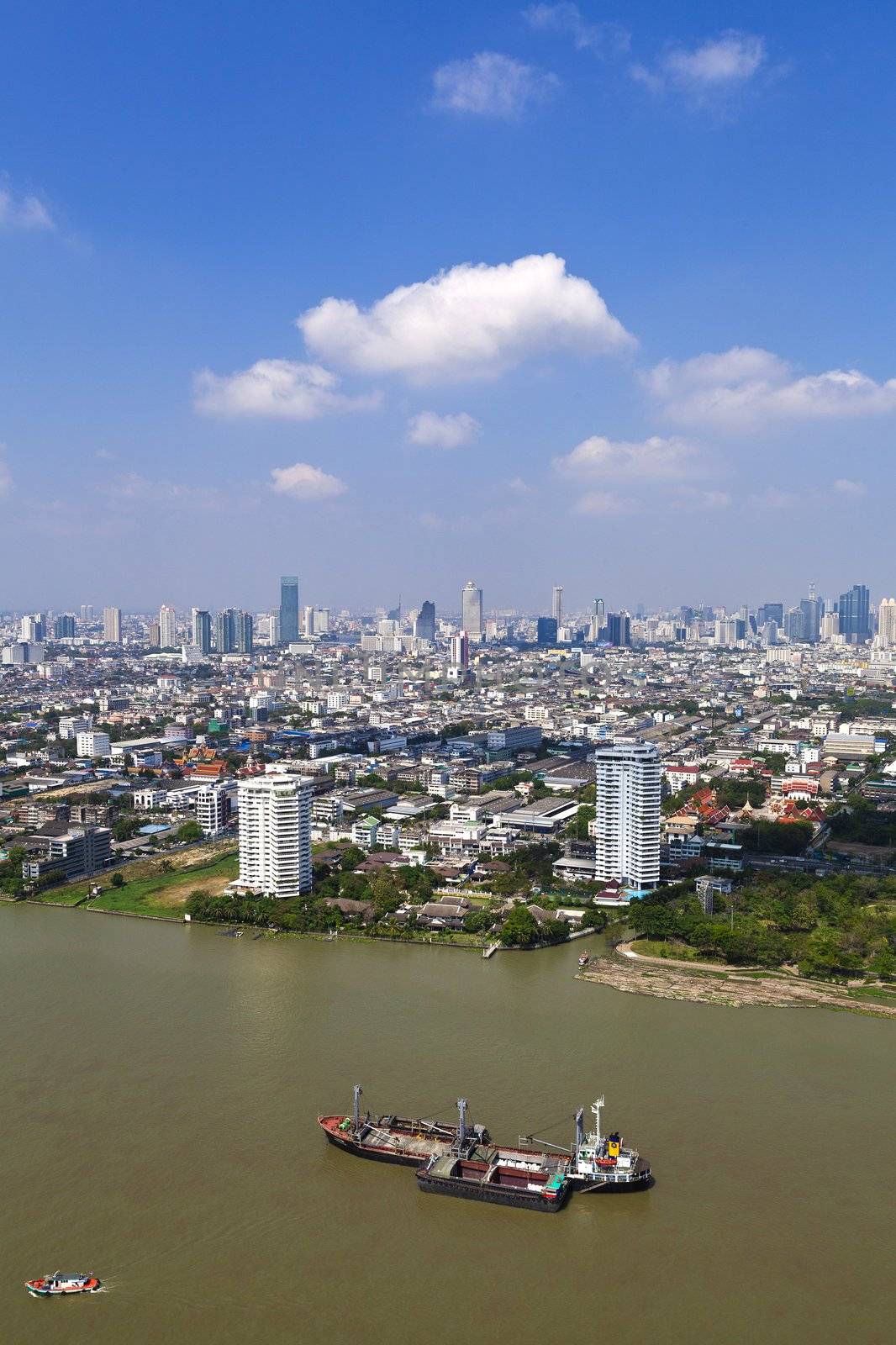 Chao Praya river city scape Bangkok Thailand by jukurae