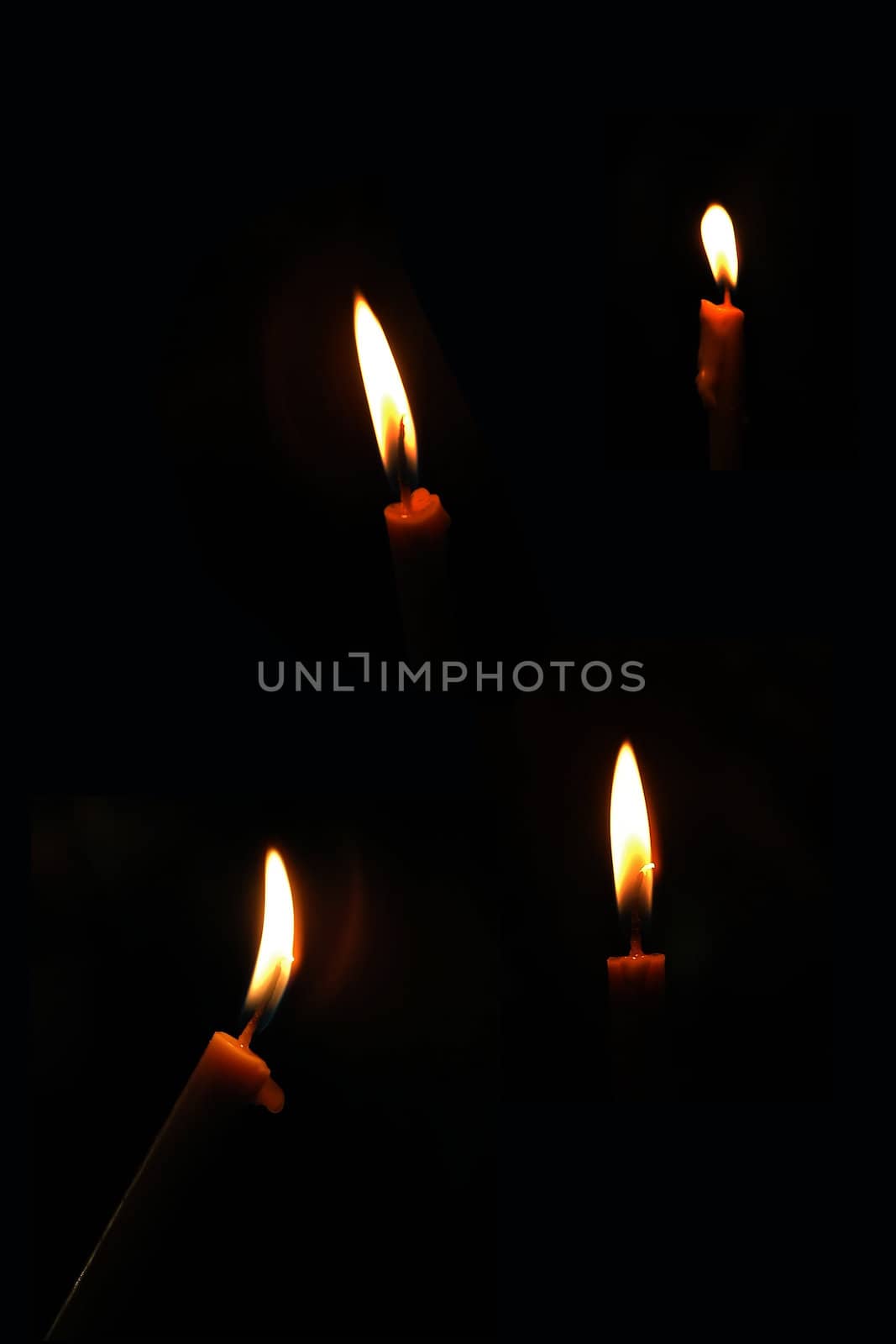 Candles isolated on black background 