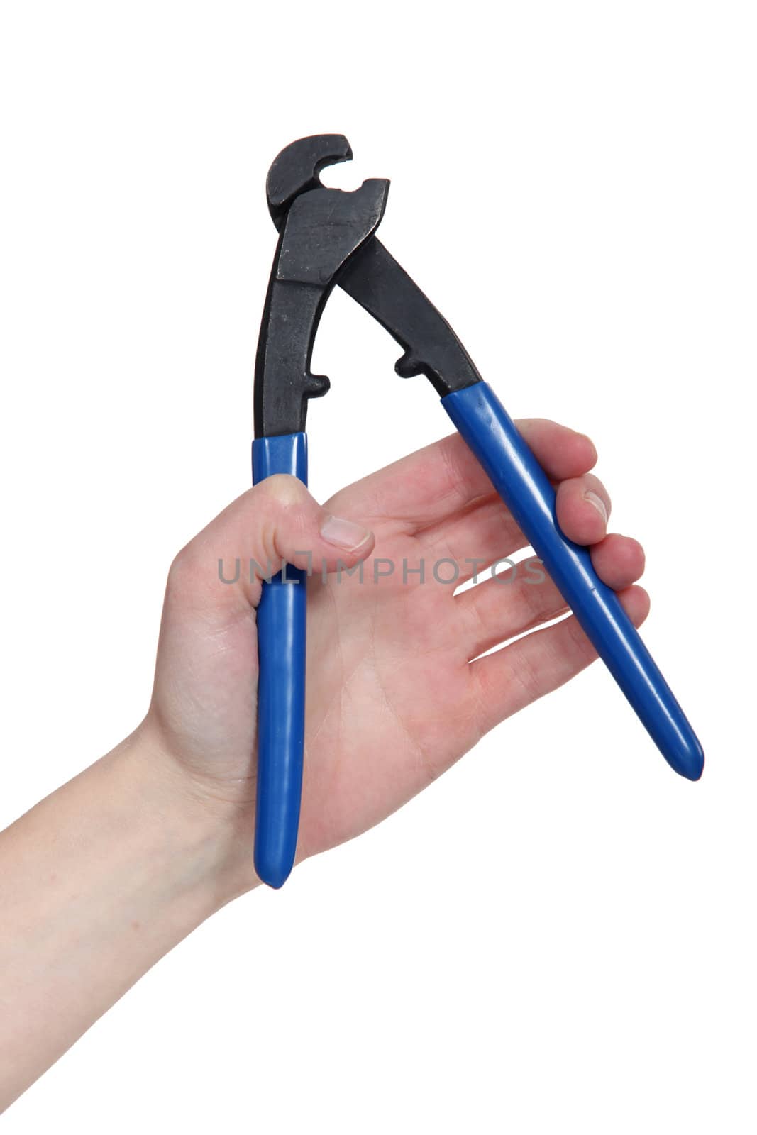 hand holding pliers