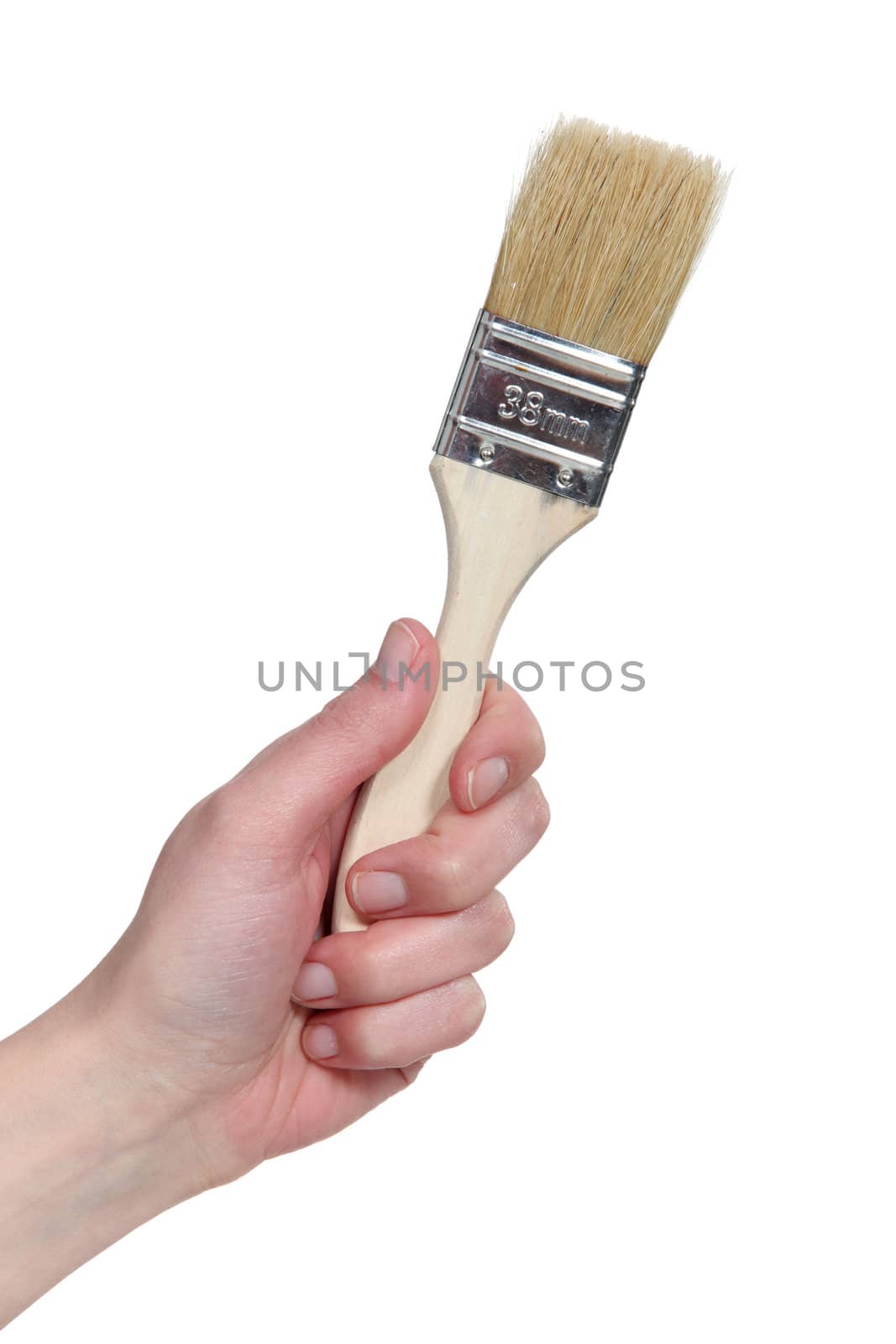 A picture of a hand holding a painting brush.