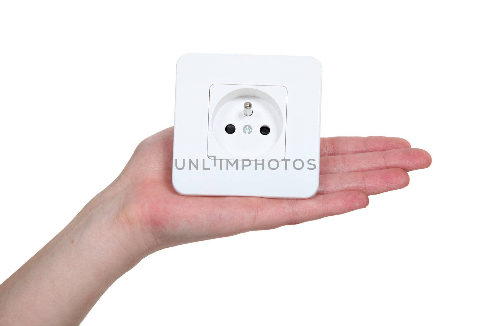 Woman with electrcial plug by phovoir
