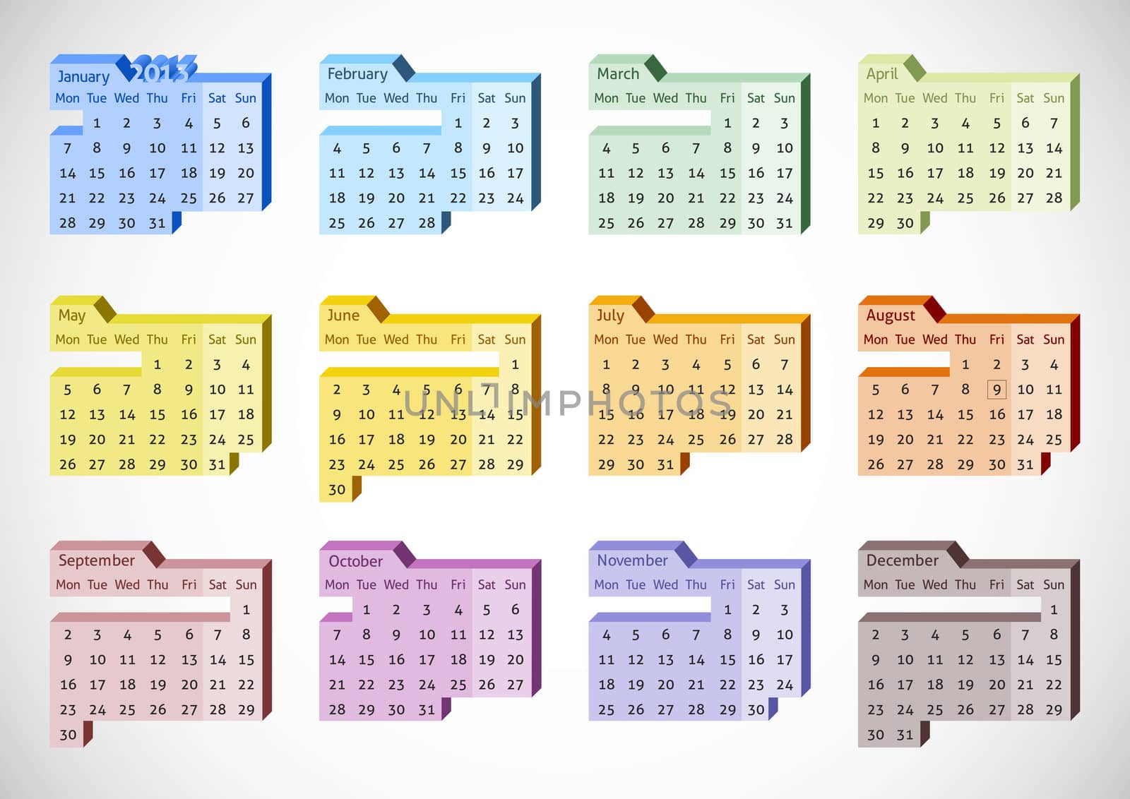 2013 Vector Calendar With Perspective Effect