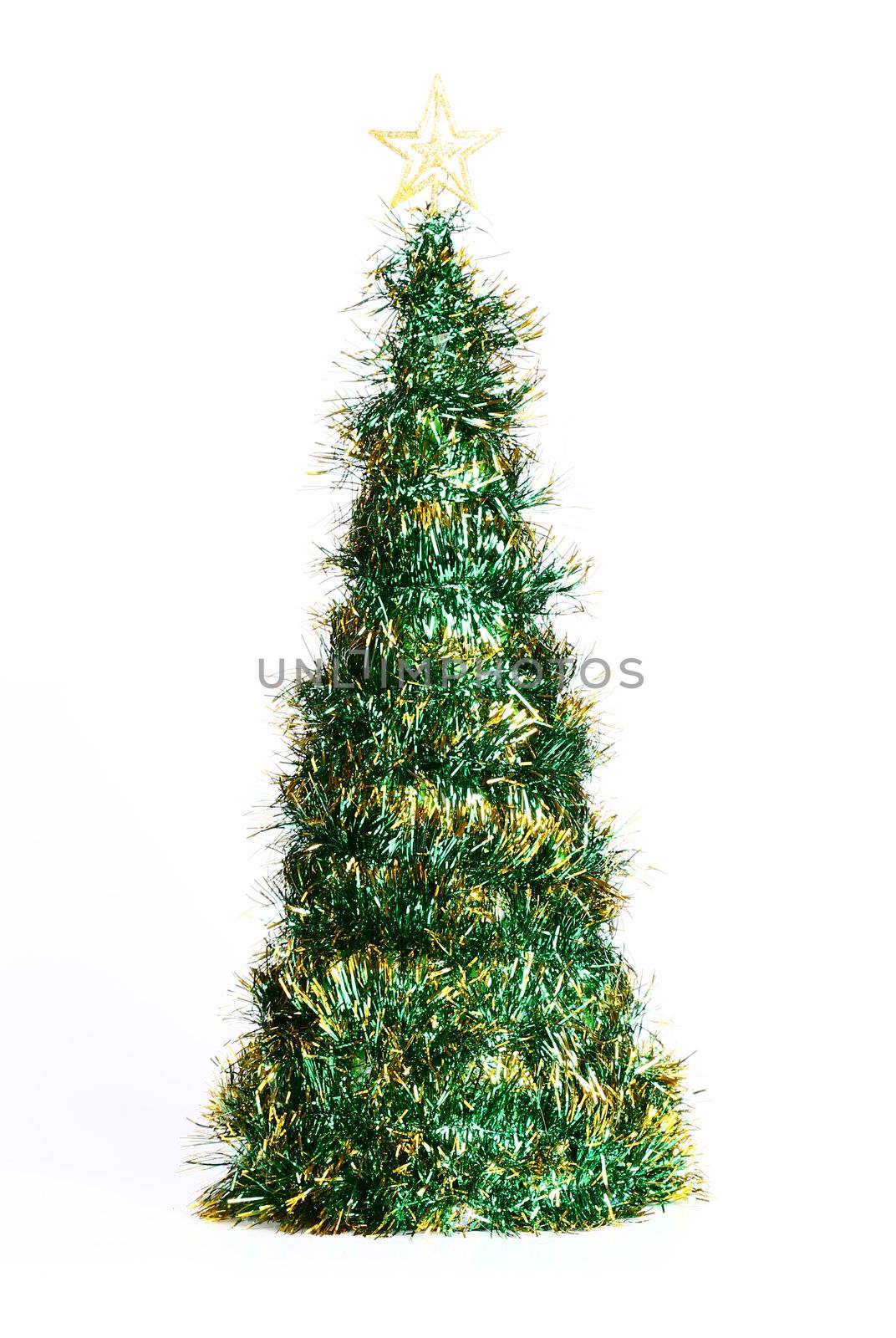 Christmas tree with ornaments isolated on white background