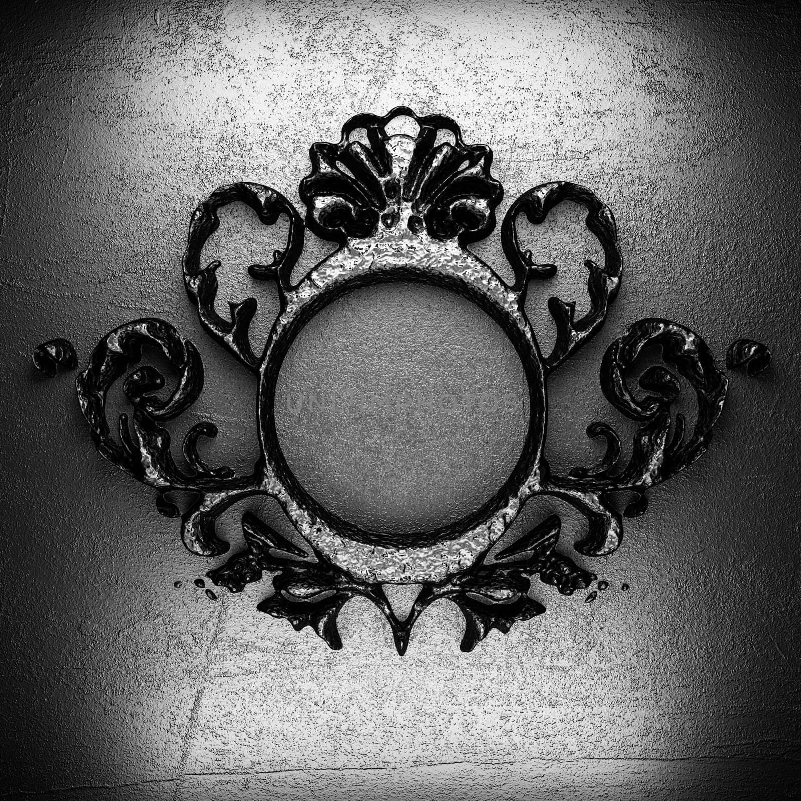 vintage iron frame on the wall