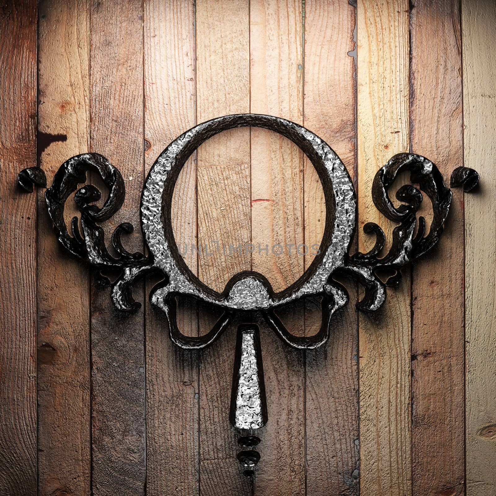 vintage iron frame on the wall
