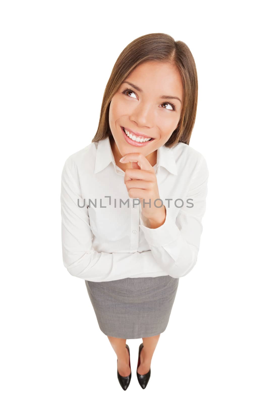 Thinking beautiful smiling business woman by Maridav