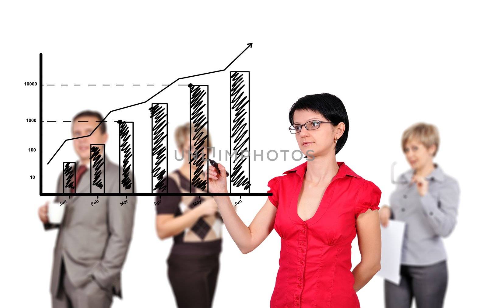 woman drawing graph showing profit growth
