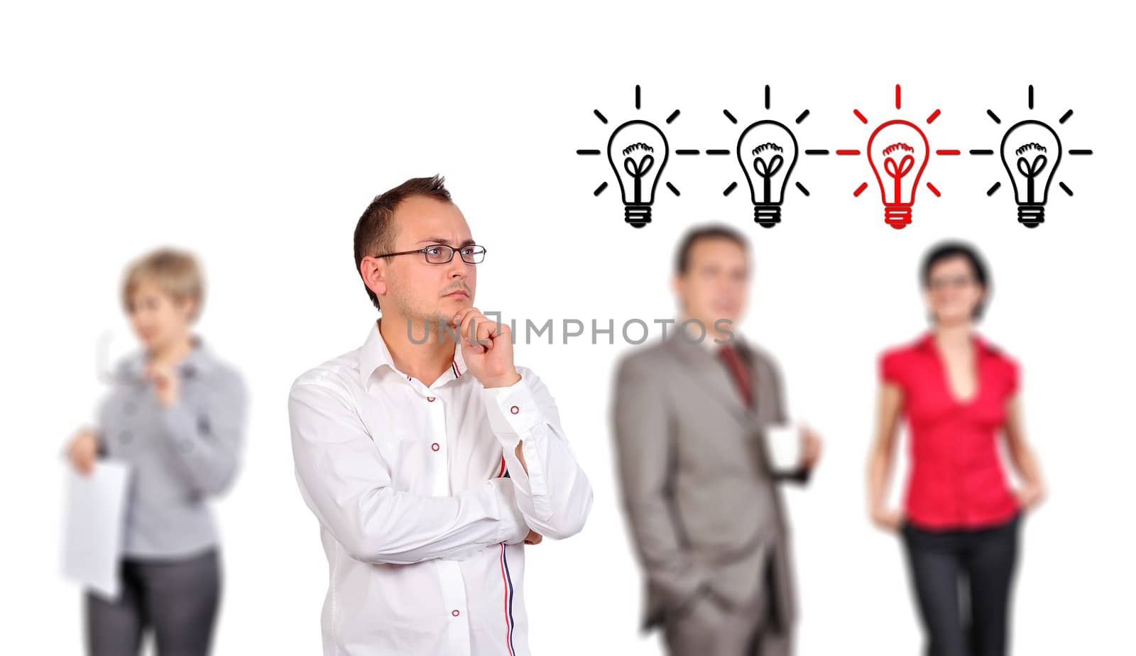 businessman drawing lamps, idea concept