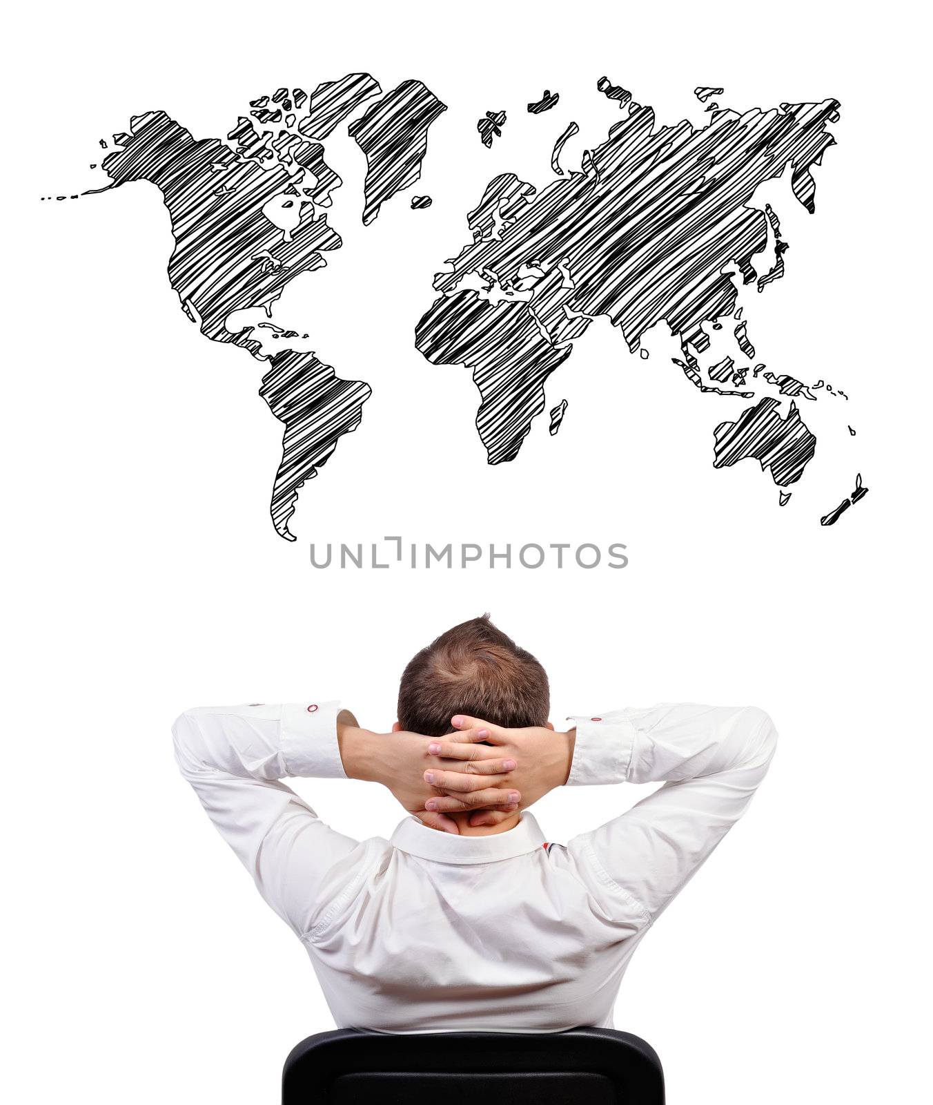 businessman looking at world map