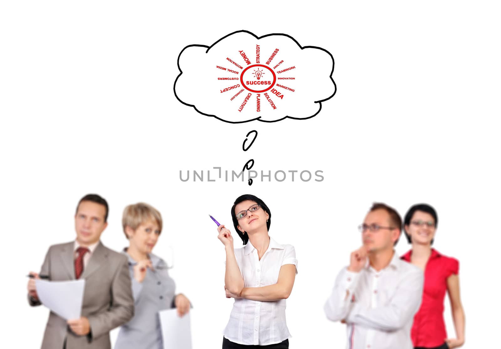 Group of businesspeople dreaming, success concept