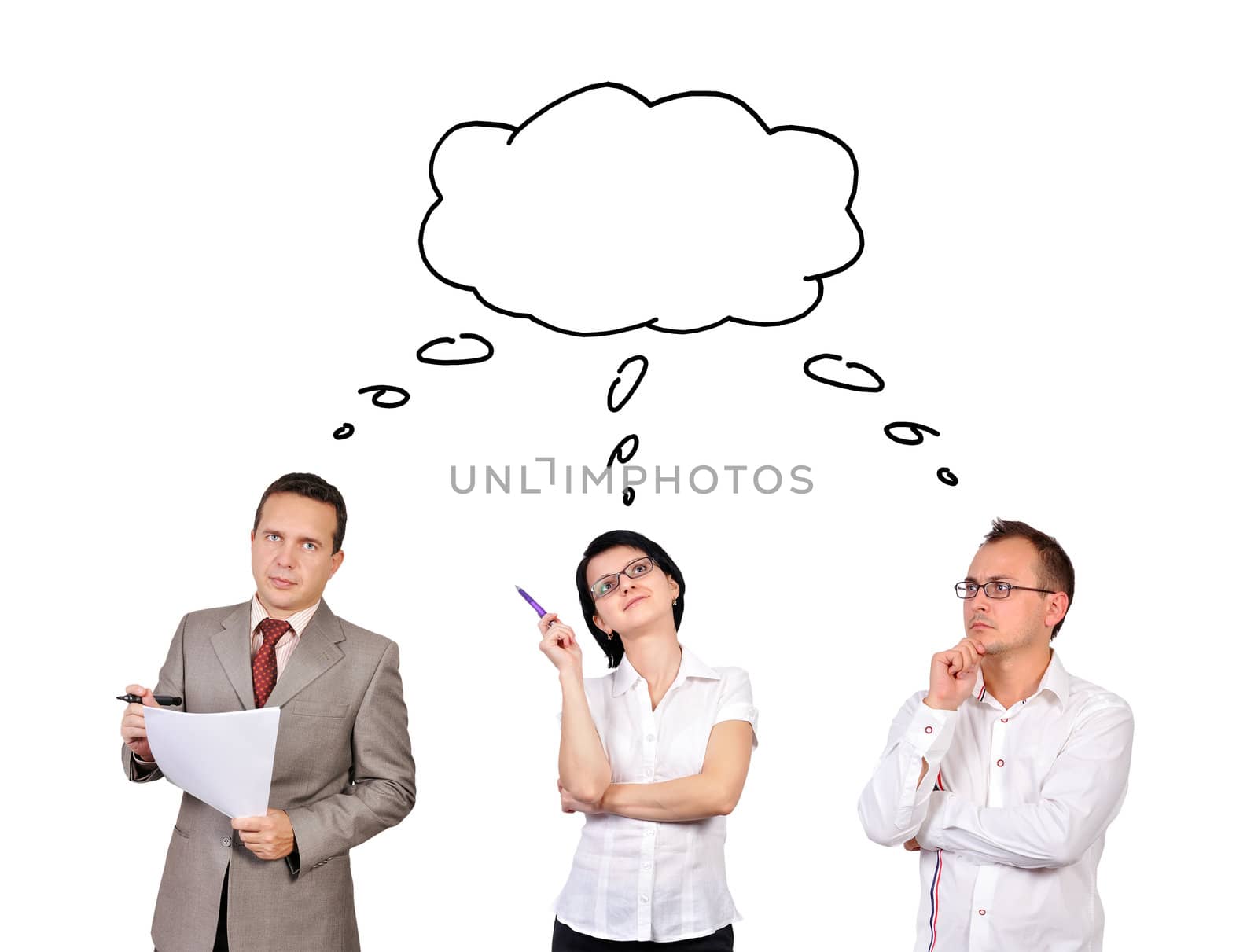 businesspeople dreaming on white background