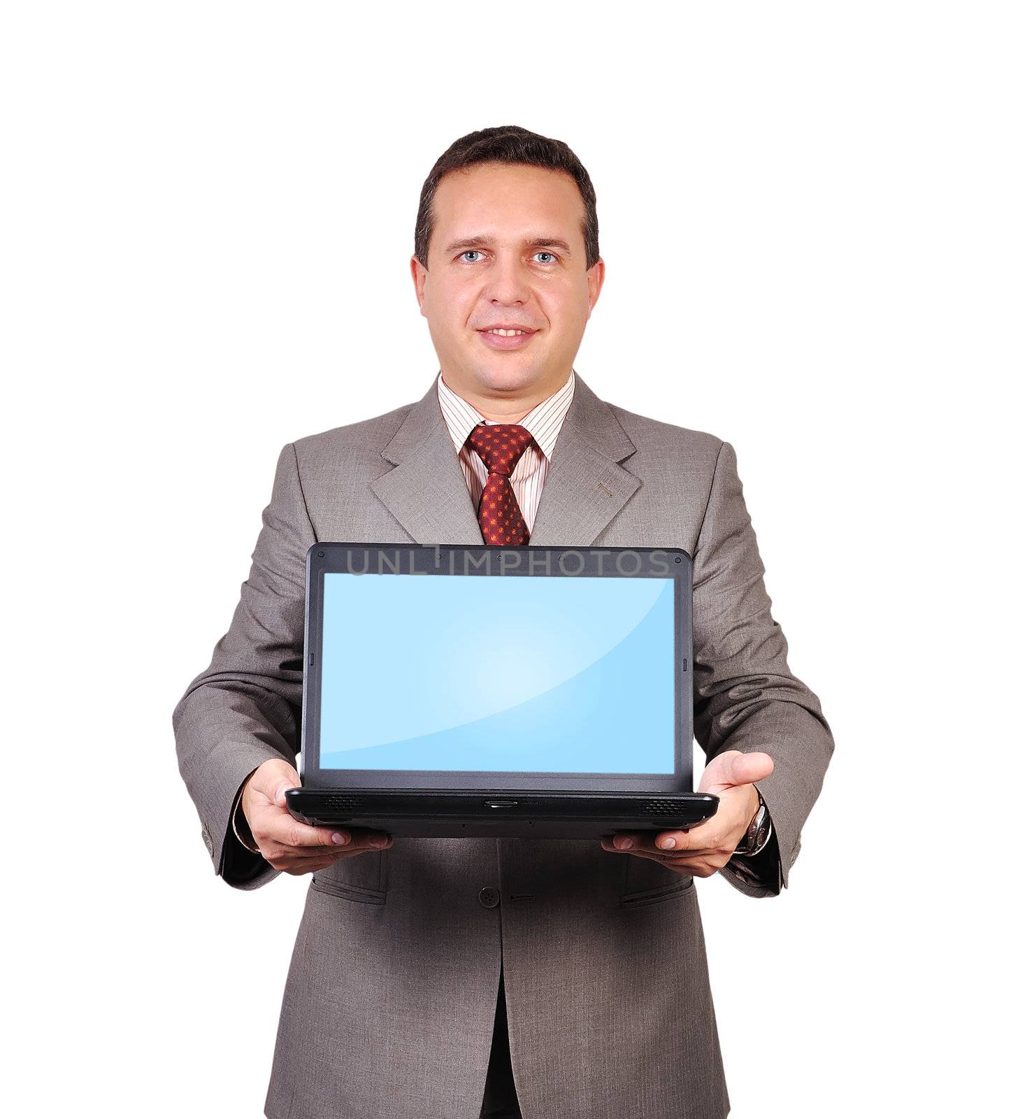 businessman with a laptop in hand