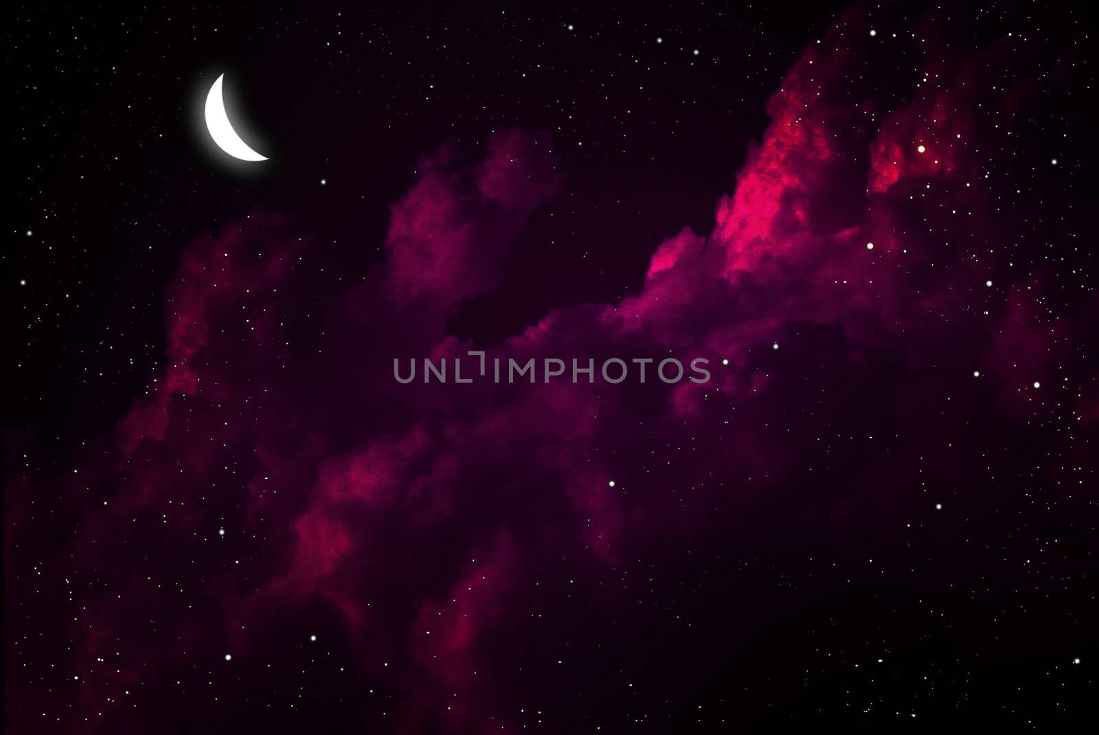Moon with orion in the deep space, Astronomy concept