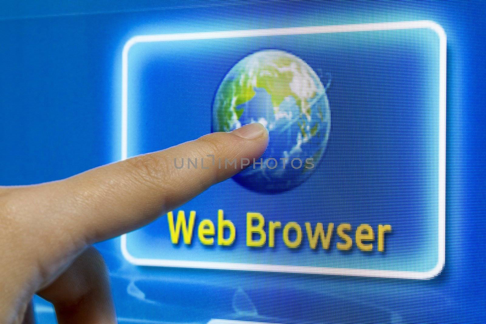 Finger touch screen to connect internet web browser