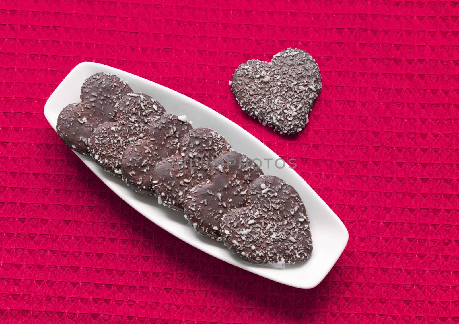 Heart shaped valentine cookies on plate