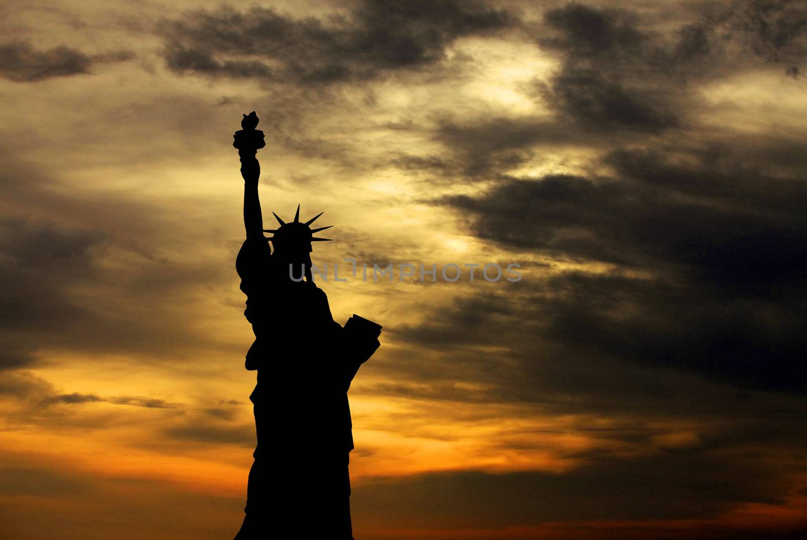 The Statue of Liberty at Sunset, New York City