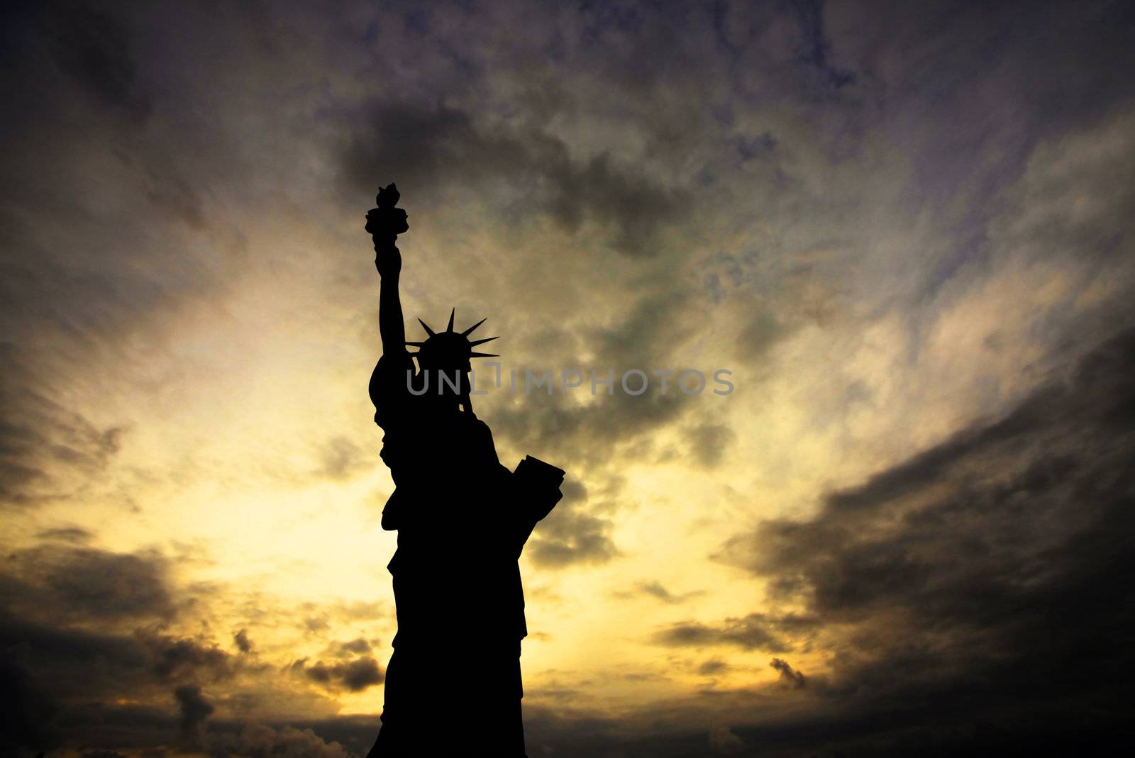 The Statue of Liberty at Sunset, New York City