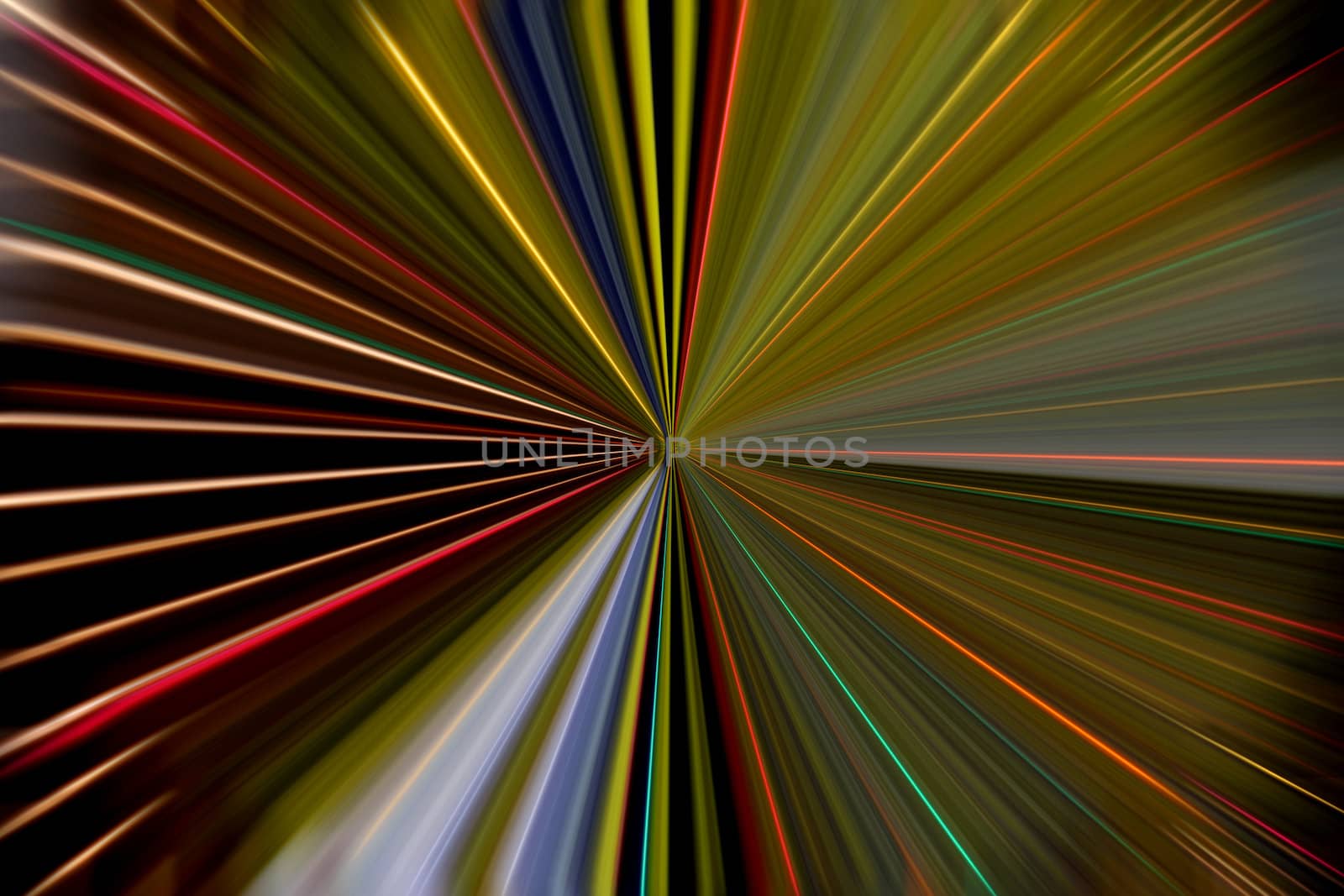 An abstract background with rays of colors speeding out from the center.