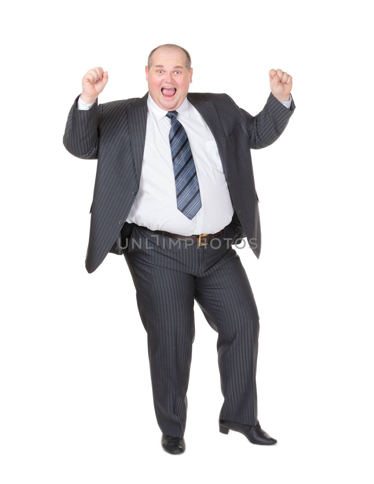 Very overweight cheerful businessman by Discovod