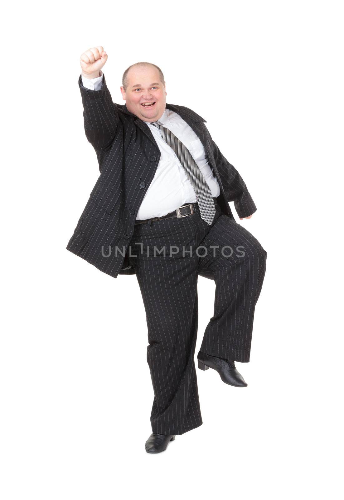 Very overweight cheerful businessman by Discovod