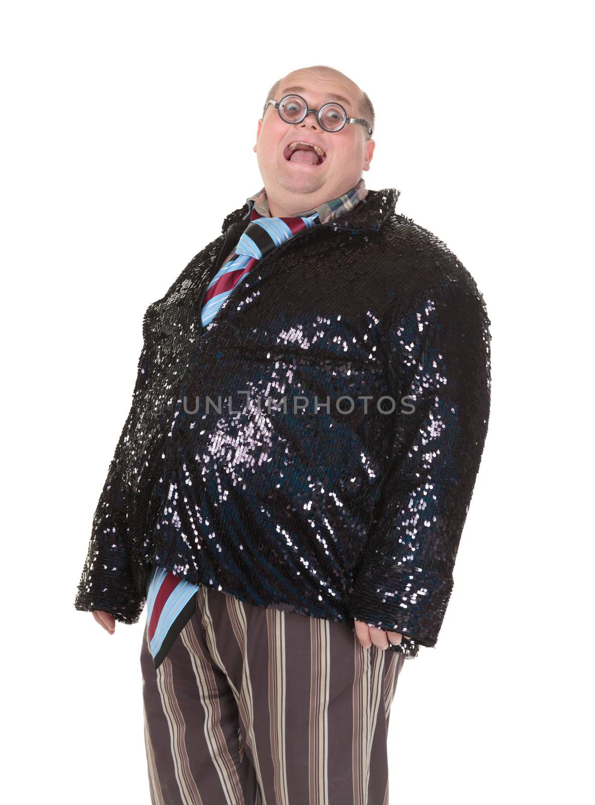 Obese man with an outrageous fashion sense by Discovod