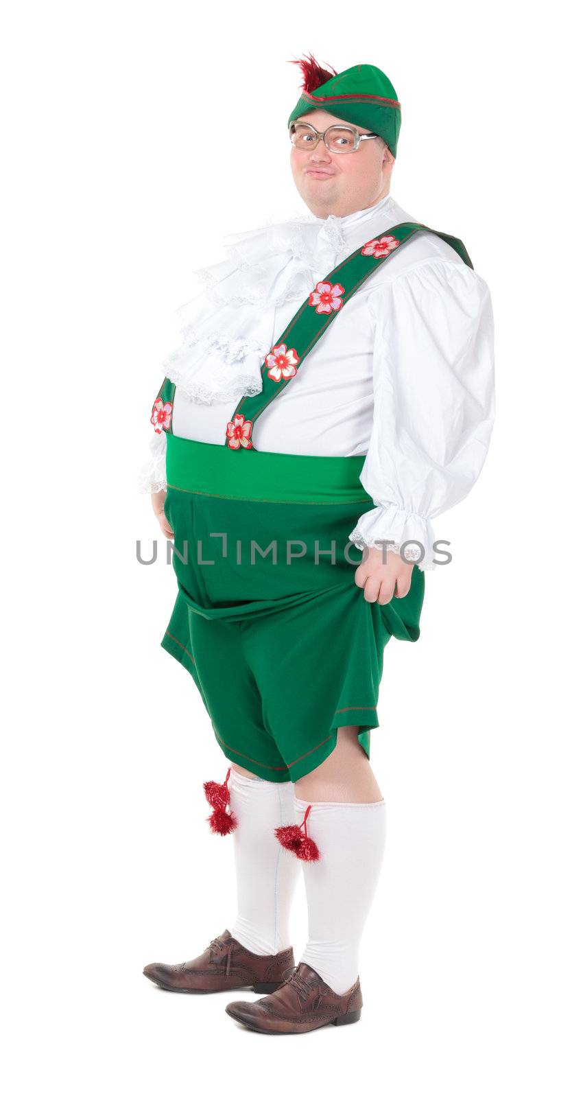 Funny fat man wearing German Bavarian clothes by Discovod