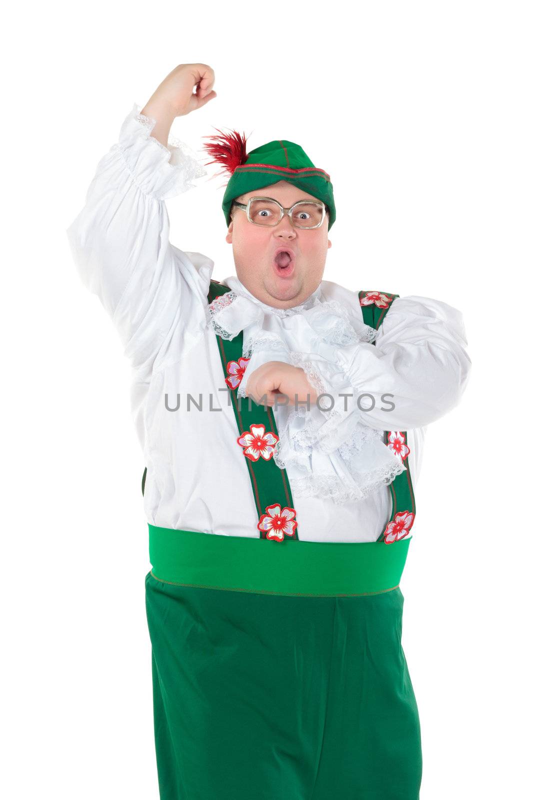 Funny fat man wearing German Bavarian clothes by Discovod