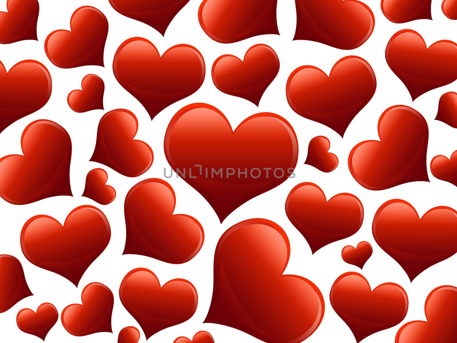 Valentines Day Card with Hearts all in red