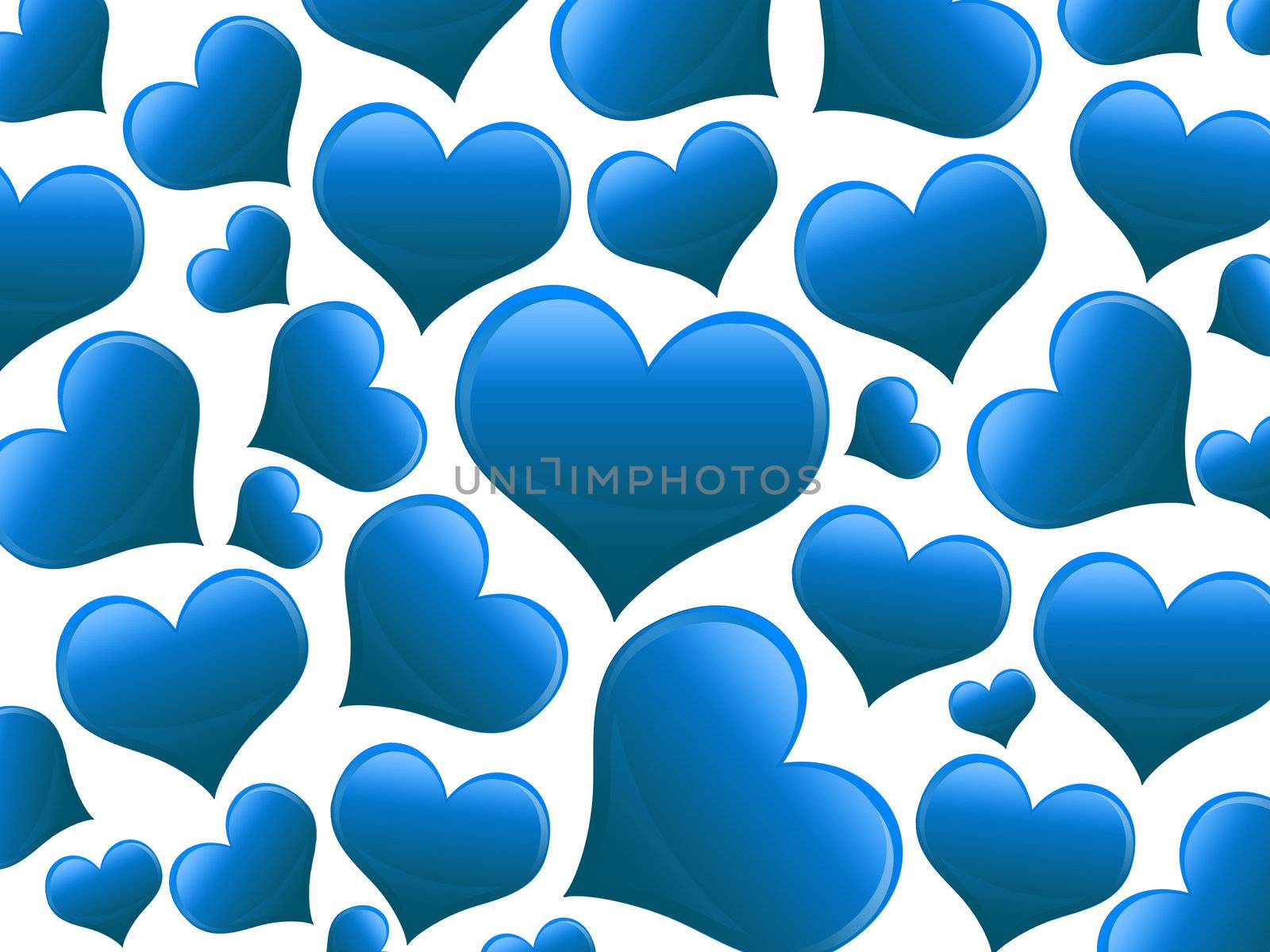Valentines Day Card with Hearts all in blue