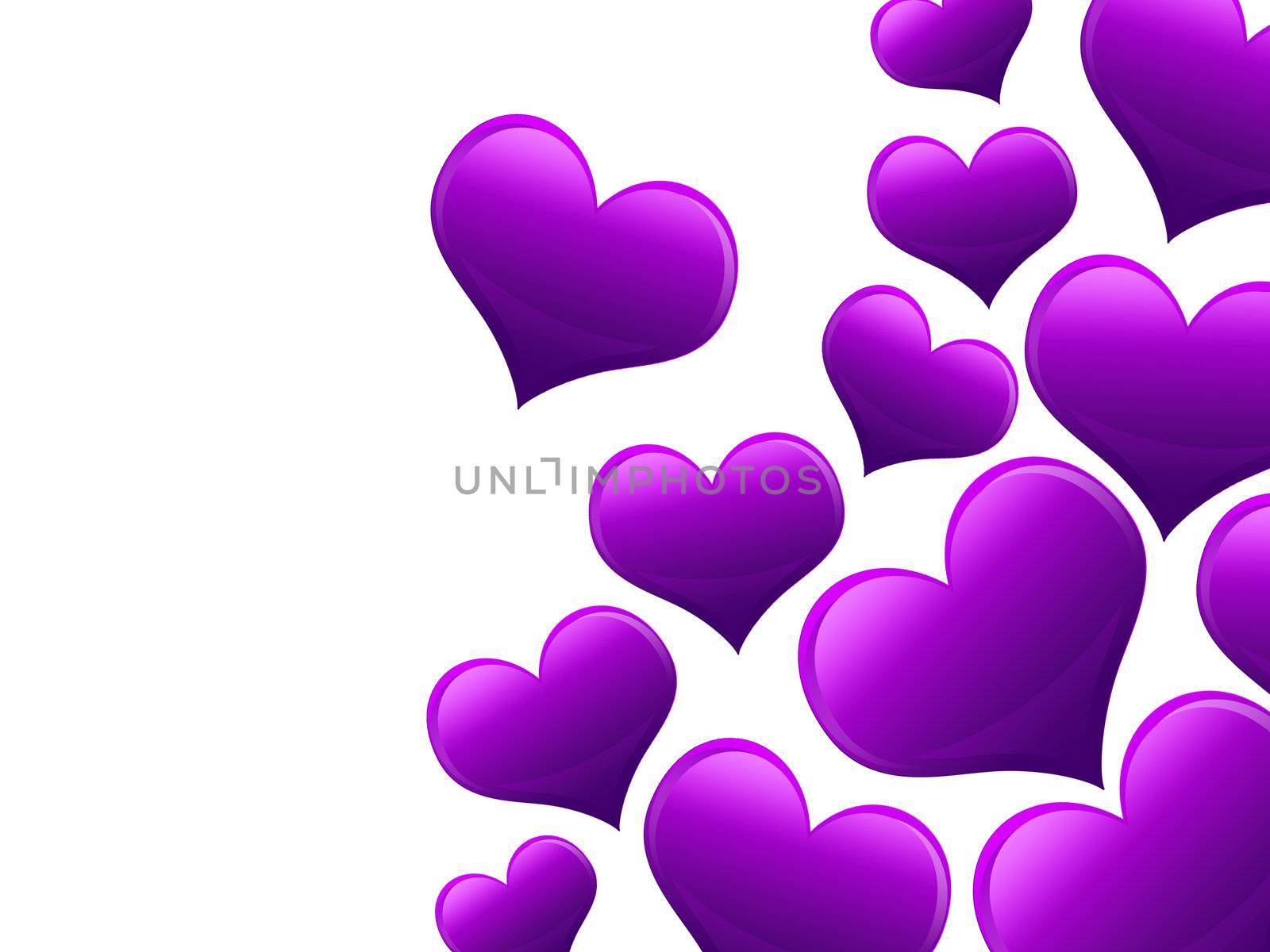 Valentines Day Card with Hearts all in  purple