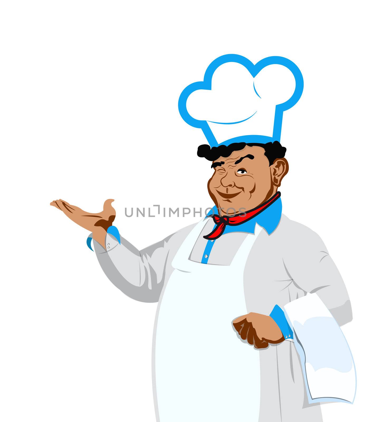 Funny happy Chef on a white background