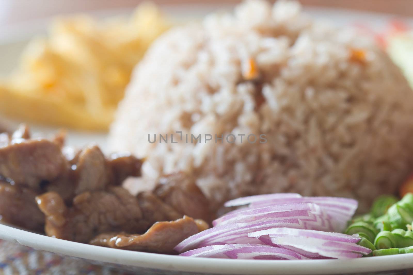 Rice with shrimp paste, Thai food is delicious