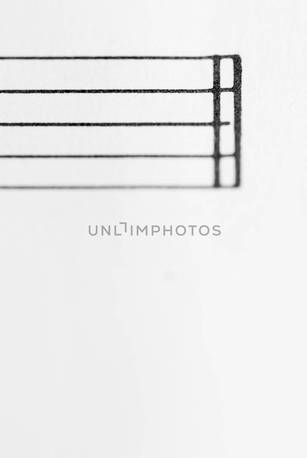 Macro photo of blank sheet music.