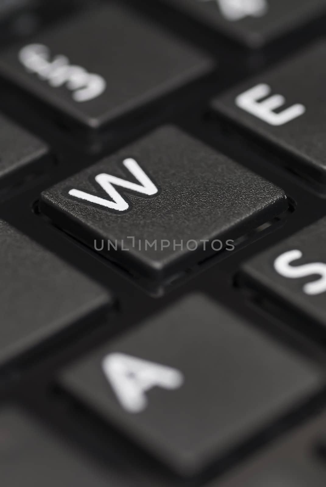 Detail of black laptop keyboard.