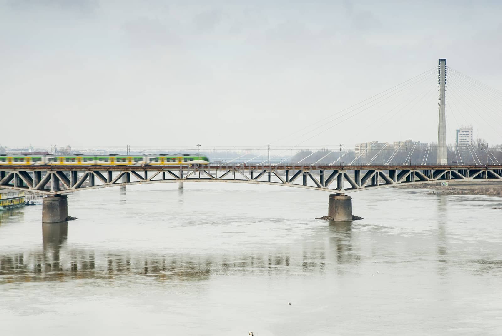 Swietokrzyski bridge over the Vistual River, Warsaw, Poland.