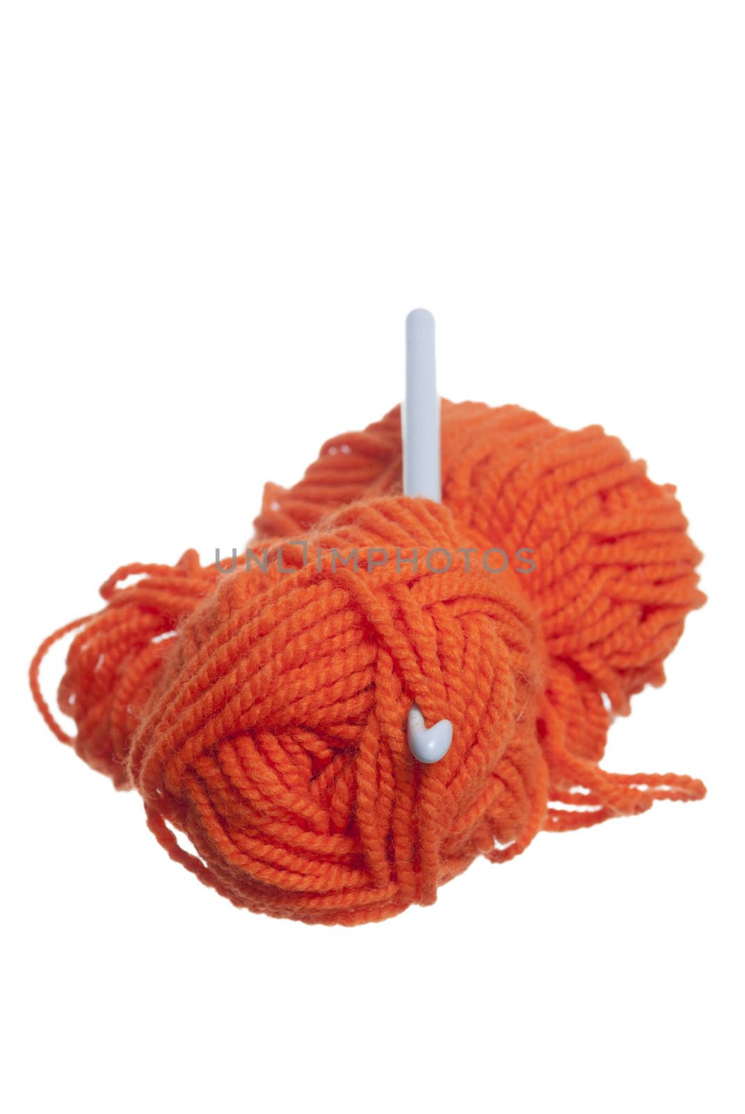 Knitting wool, studio shot, white background.