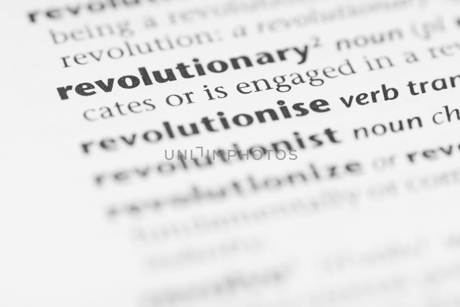 Macro image of dictionary word: Revolutionary.