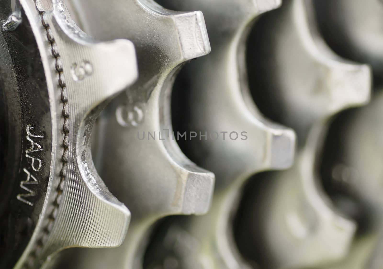 Detail of rear gears and chain set of mountain bike. 