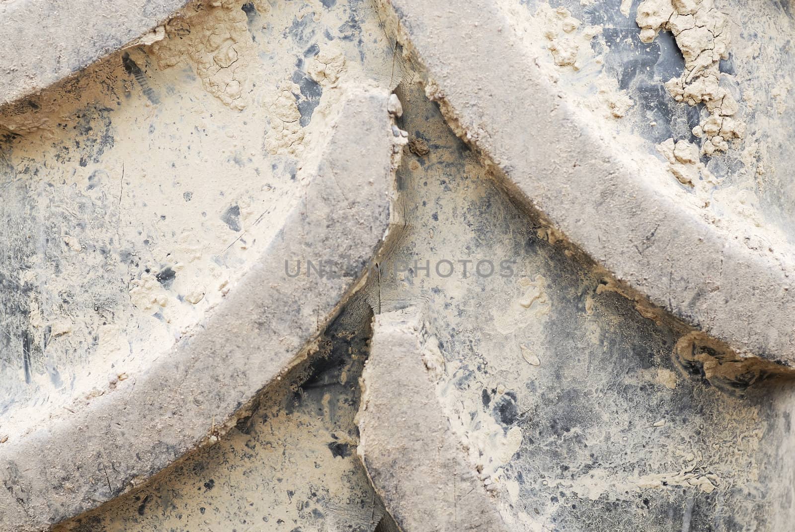 Detail of muddy tractor tyre.