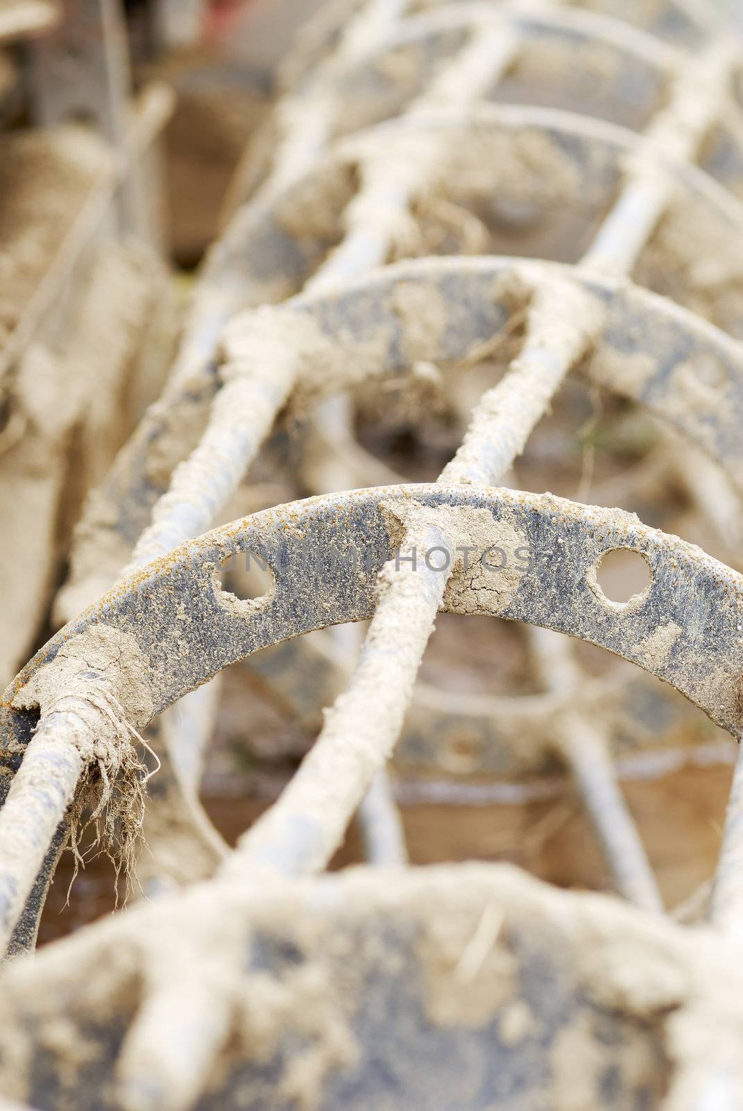 Detail photograph of farming tool.