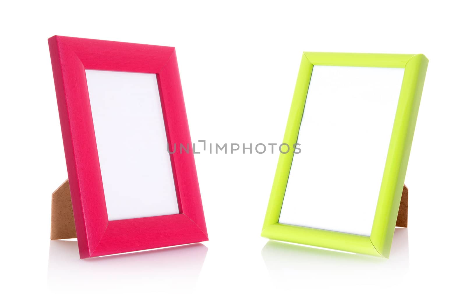 Two blank contemporary desktop picture frame isolated on white